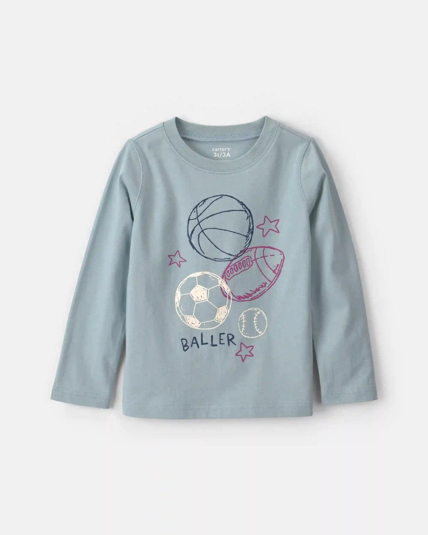 Toddler Boy 'Baller' Basketball Long-Sleeve Graphic Tee - Blue