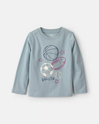 Toddler Boy 'Baller' Basketball Long-Sleeve Graphic Tee - Blue