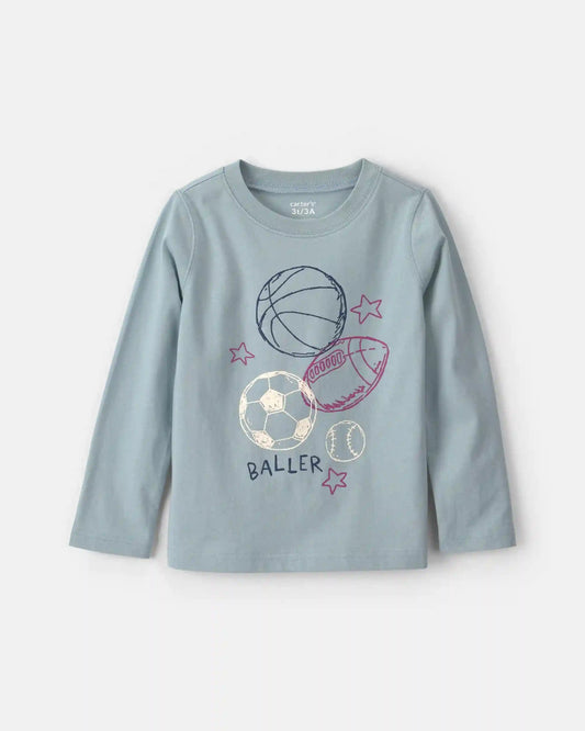 Toddler Boy 'Baller' Basketball Long-Sleeve Graphic Tee - Blue