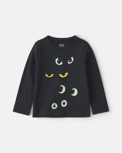 Toddler Halloween Eyes Long-Sleeve Graphic Tee - Black