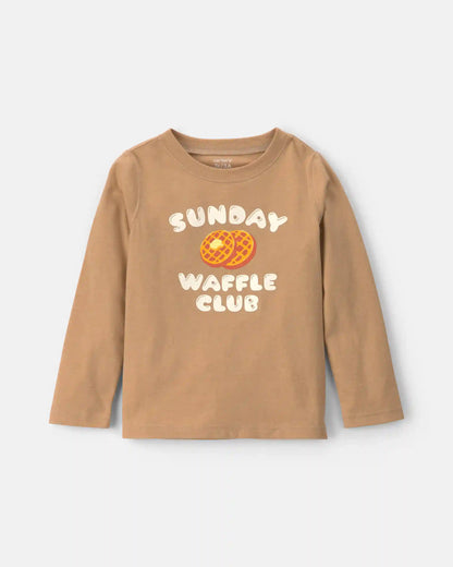 Toddler Boy 'Sunday Waffle Club' Long-Sleeve Graphic Tee - Brown