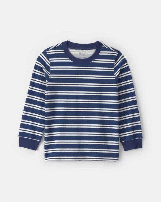 Toddler Boy Striped Long-Sleeve Tee - Navy Blue/White