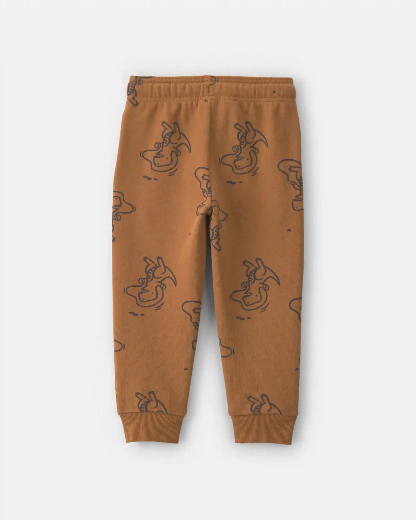 Toddler Boy Dinosaur French Terry Joggers - Brown
