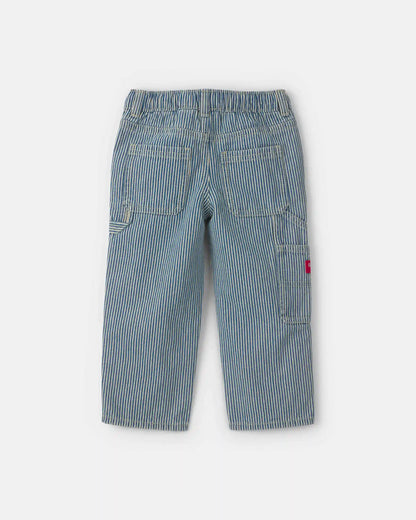 Toddler Boy Hickory Stripe Denim Carpenter Jeans - Light Wash