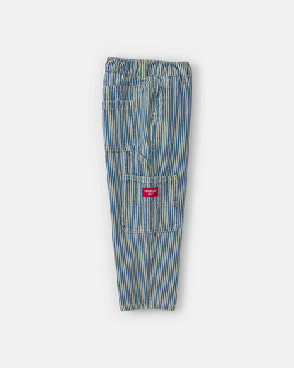 Toddler Boy Hickory Stripe Denim Carpenter Jeans - Light Wash