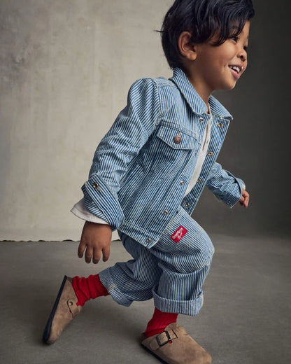Toddler Boy Hickory Stripe Denim Carpenter Jeans - Light Wash