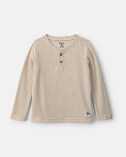Toddler Boy Thermal Long-Sleeve Henley T-Shirt - Tan