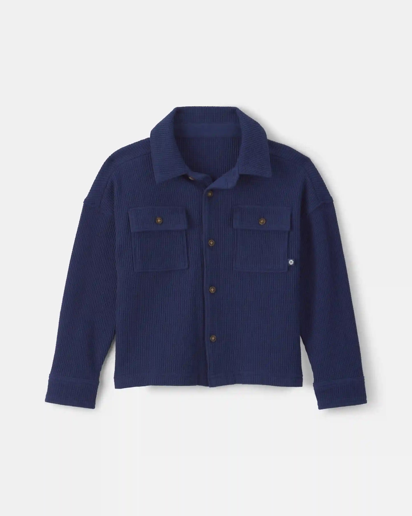 Toddler Boy Thermal Long-Sleeve Button-Down Shirt - Navy Blue