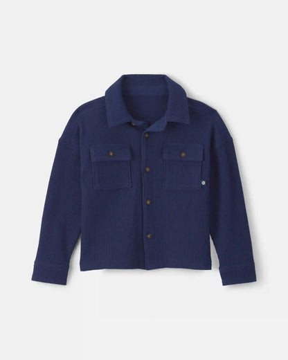 Toddler Boy Thermal Long-Sleeve Button-Down Shirt - Navy Blue