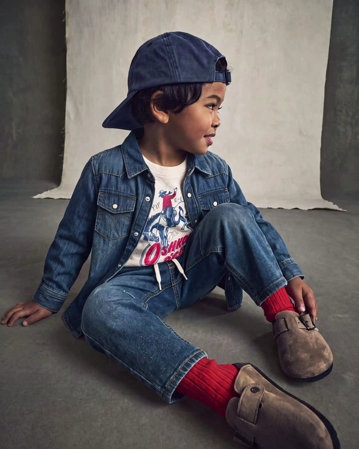 Toddler Boy Cowboy Long-Sleeve Graphic Tee - Cream