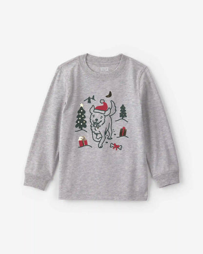 Toddler Boy Christmas Dog Long-Sleeve Graphic Tee - Grey