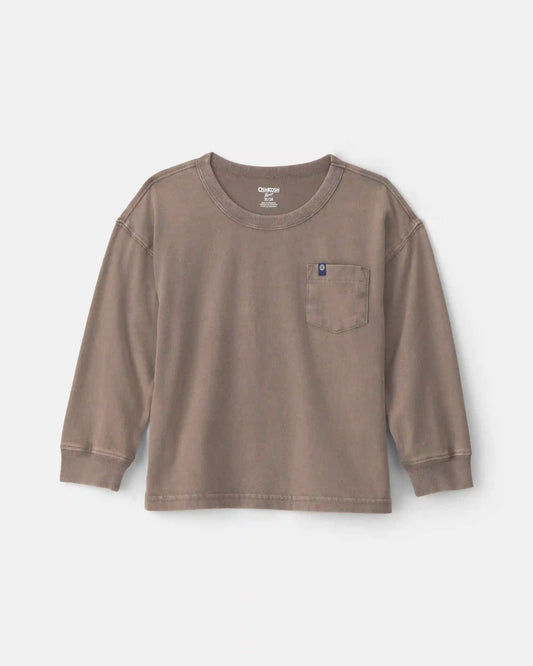 Toddler Boy Mineral Wash Long-Sleeve T-Shirt - Brown