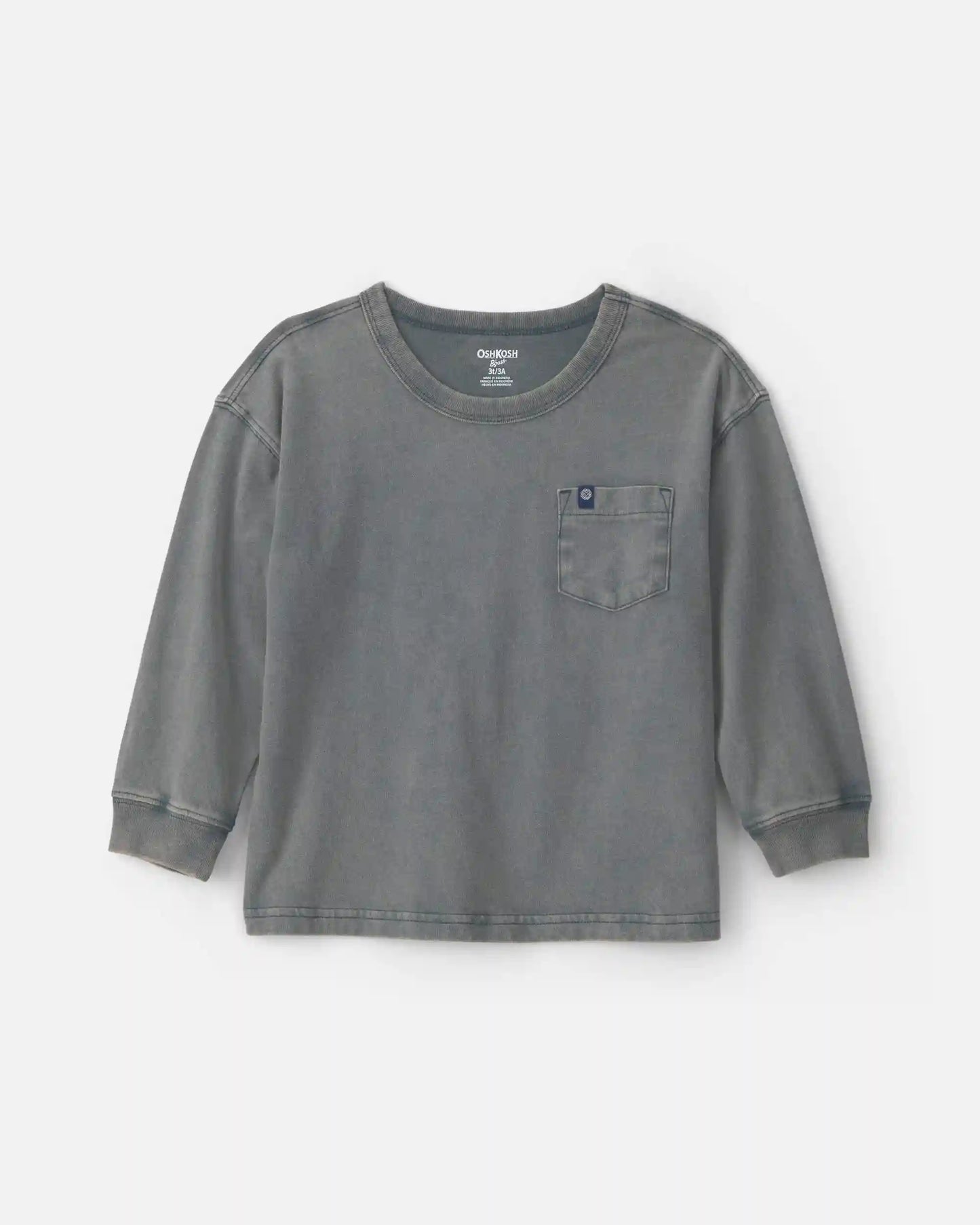 Toddler Boy Mineral Wash Long-Sleeve T-Shirt - Grey