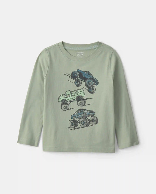 Toddler Boy Monster Truck Long-Sleeve Graphic Tee - Green
