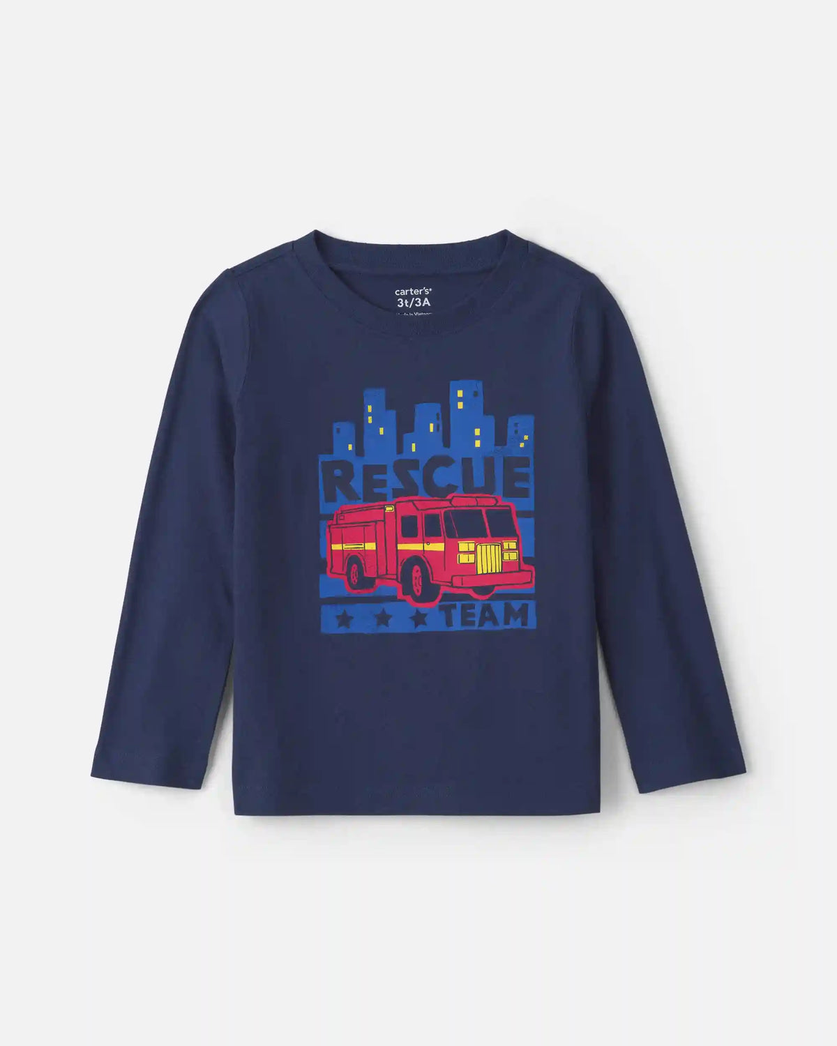 Toddler Boy 'Rescue Team' Firetruck Long-Sleeve Graphic Tee - Navy Blue