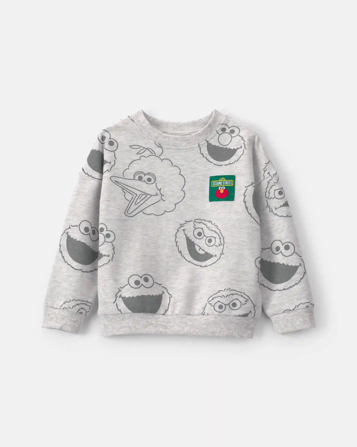 Toddler 'Sesame Street' Fleece Pullover Sweatshirt - Grey