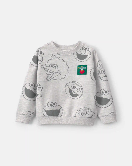 Toddler 'Sesame Street' Fleece Pullover Sweatshirt - Grey