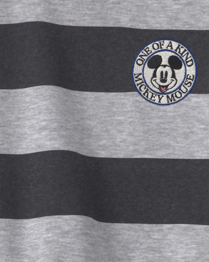 Toddler Boy 2-Piece Disney© Mickey Striped Long-Sleeve Top & Pant Set - Grey/Black