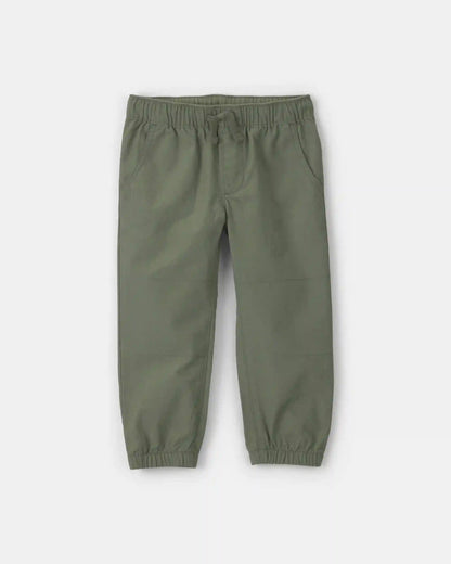 Toddler Boy Canvas Joggers - Olive Green