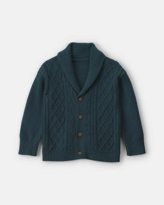 Toddler Boy Sweater Cardigan - Dark Green