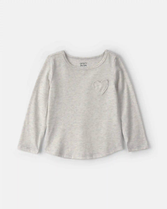 Toddler Girl Heart Long-Sleeve Top - Grey