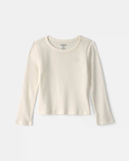 Toddler Girl Long-Sleeve Rib Top - Cream