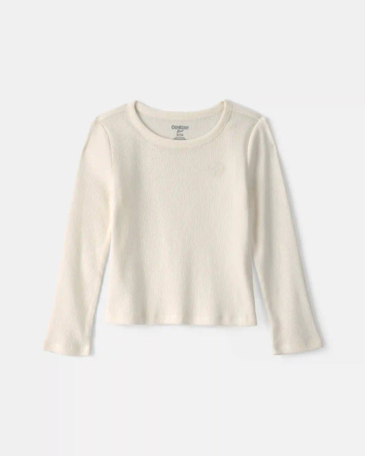 Toddler Girl Long-Sleeve Rib Top - Cream