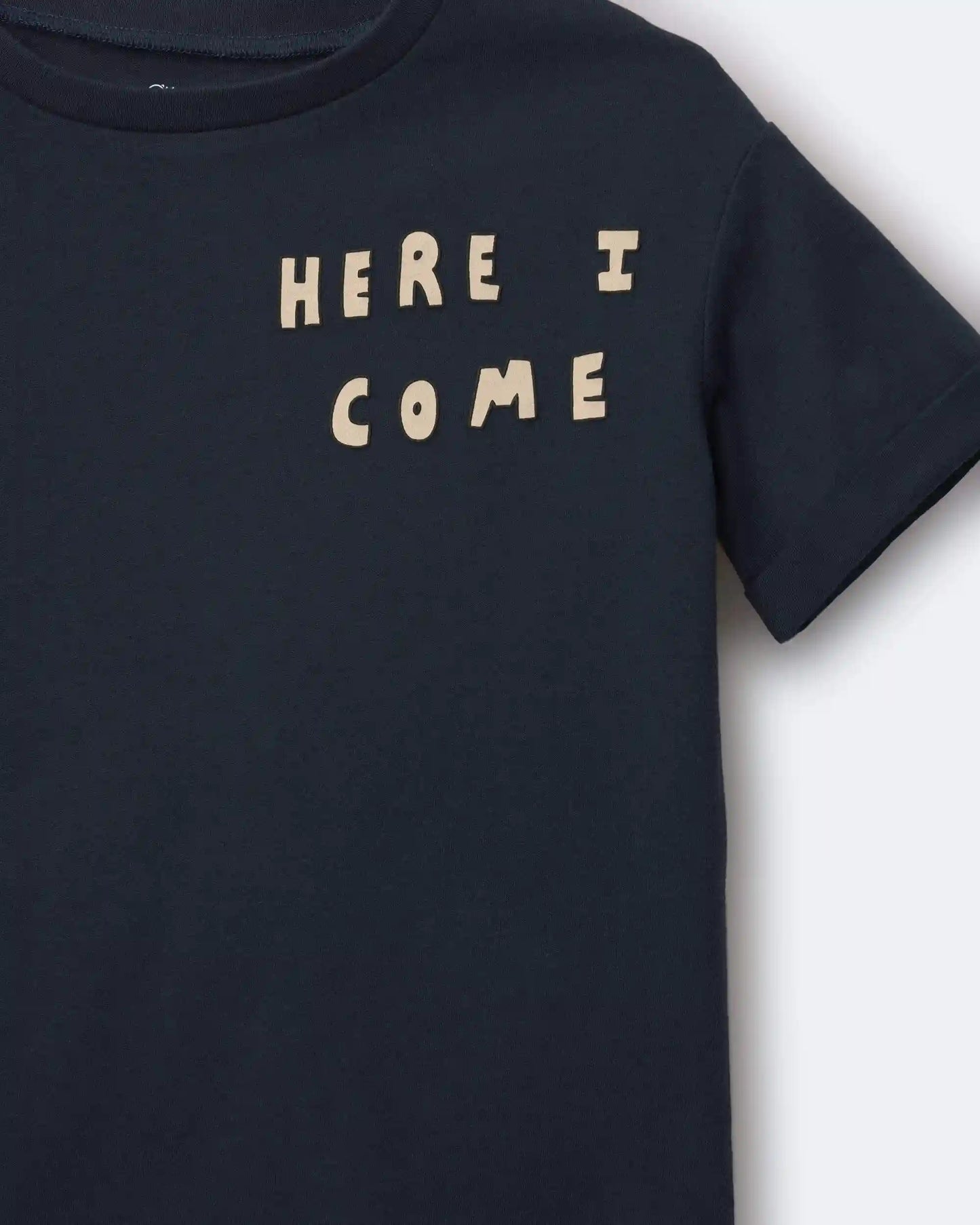 Toddler 'Here I Come' Rolled Cuff Tee - Navy