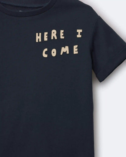 Toddler 'Here I Come' Rolled Cuff Tee - Navy