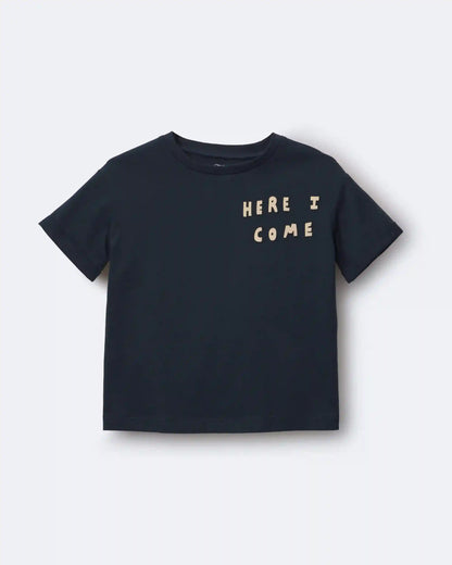 Toddler 'Here I Come' Rolled Cuff Tee - Navy