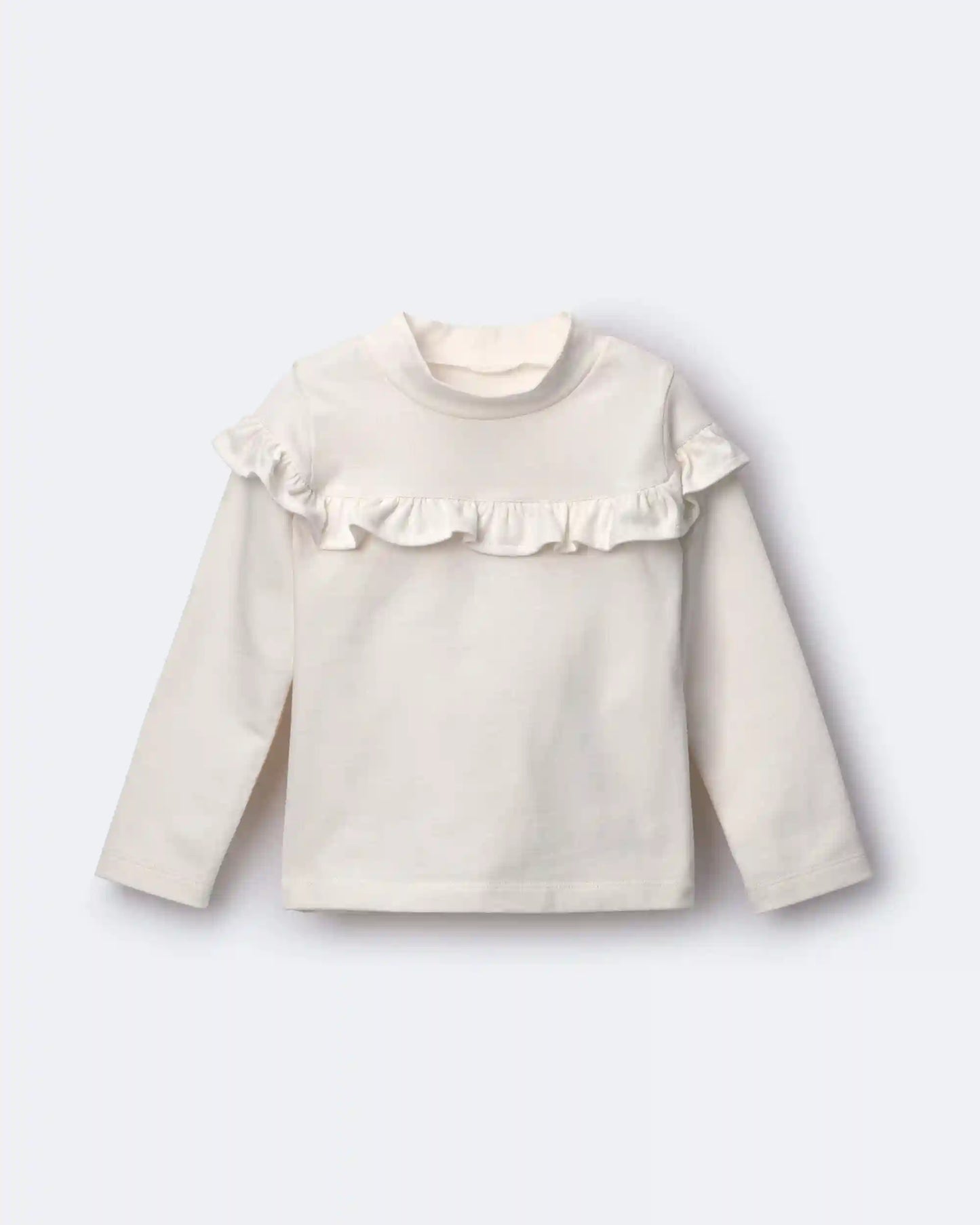 Toddler Girl Mock Neck Ruffle Top - Cream