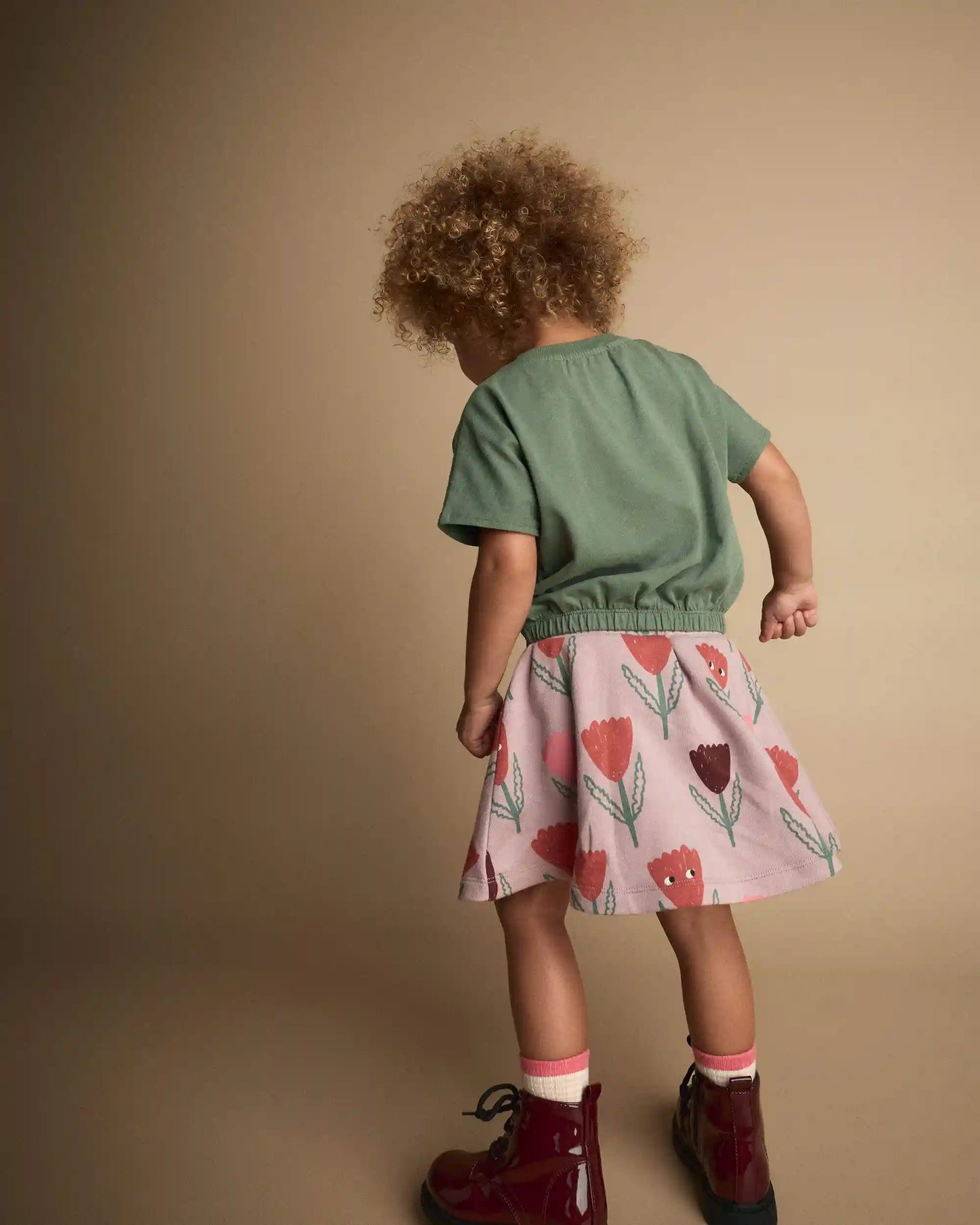 Toddler Girl Skirt in Tulip Print - Mauve