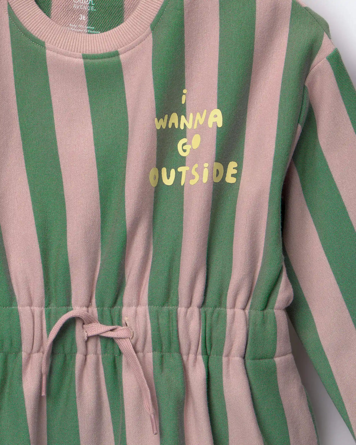 Toddler Girl Tie-Front Dress in Stripes - Mauve