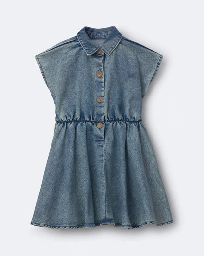 Toddler Girl Avenue Twirl™ Denim Dress in Avenue Wash - Blue