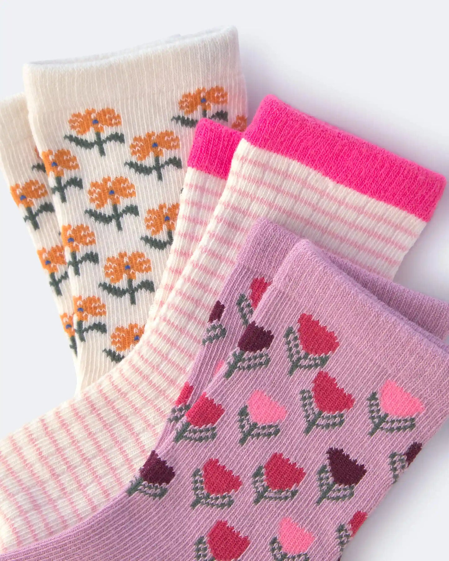 Toddler Girl 3-Pack Floral Crew Socks