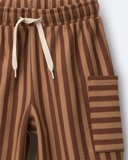 Toddler Boy Pocket Pants in Stripes - Brown