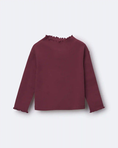 Toddler Girl Mock Neck Ruffle Long-Sleeve Top - Burgundy