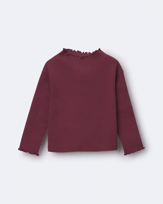 Toddler Girl Mock Neck Ruffle Long-Sleeve Top - Burgundy