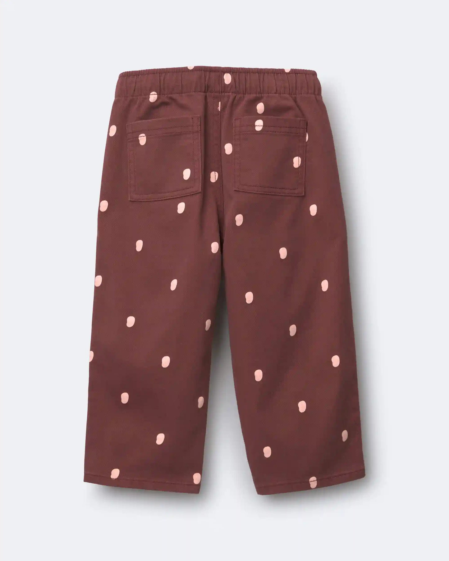 Toddler Girl Pleated Pants in Polka Dots - Burgundy