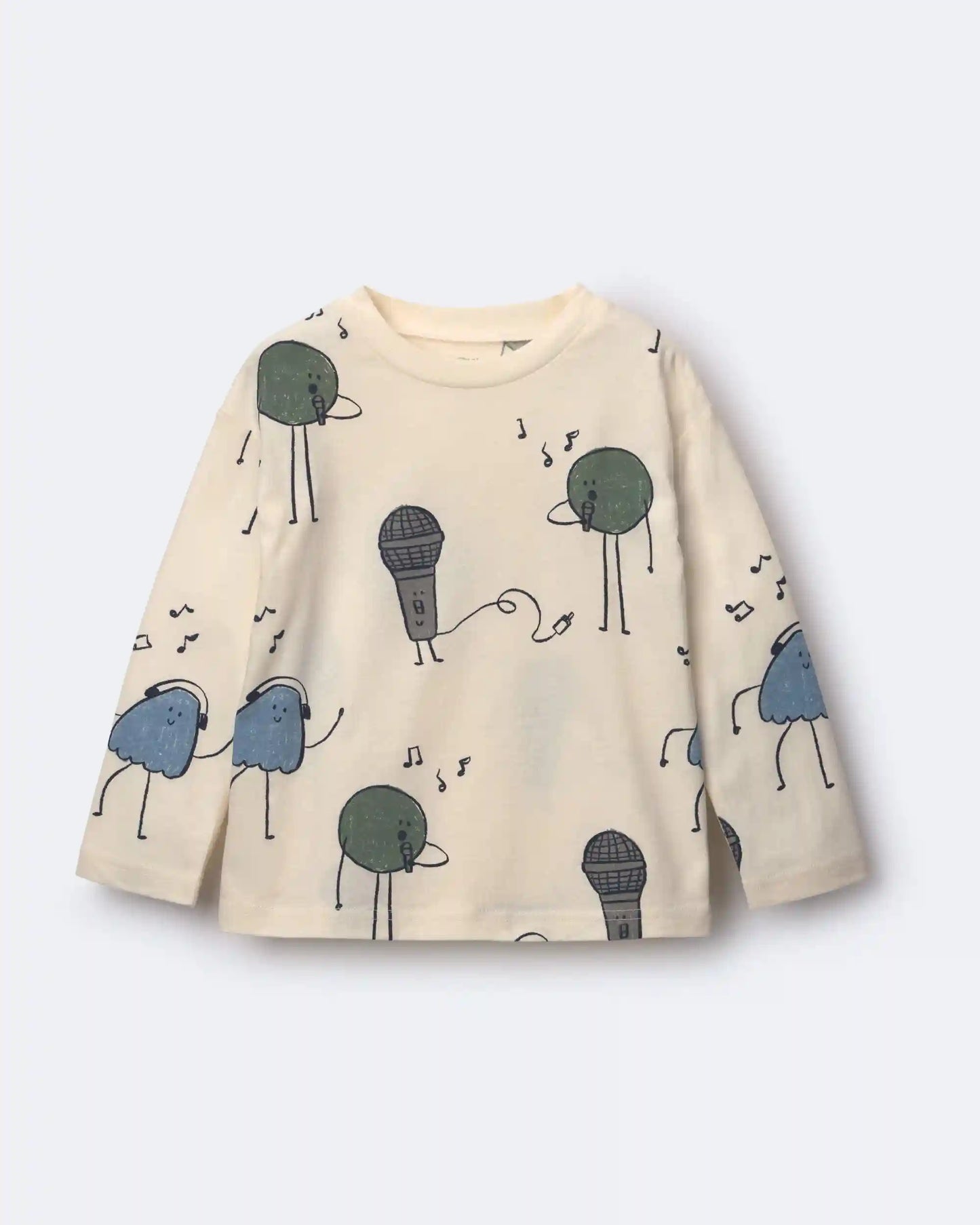 Toddler Long-Sleeve Relaxed Graphic Tee in Music Squish - Cream