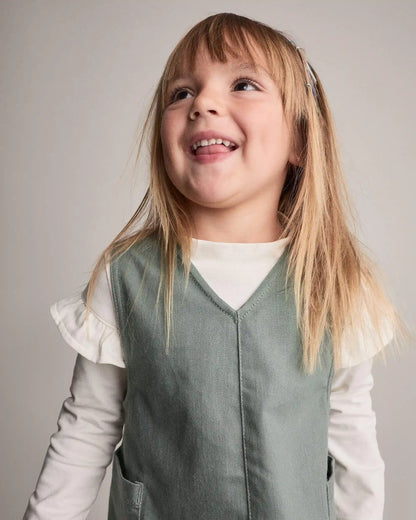 Toddler Girl Otter Pocket Denim Jumper - Olive