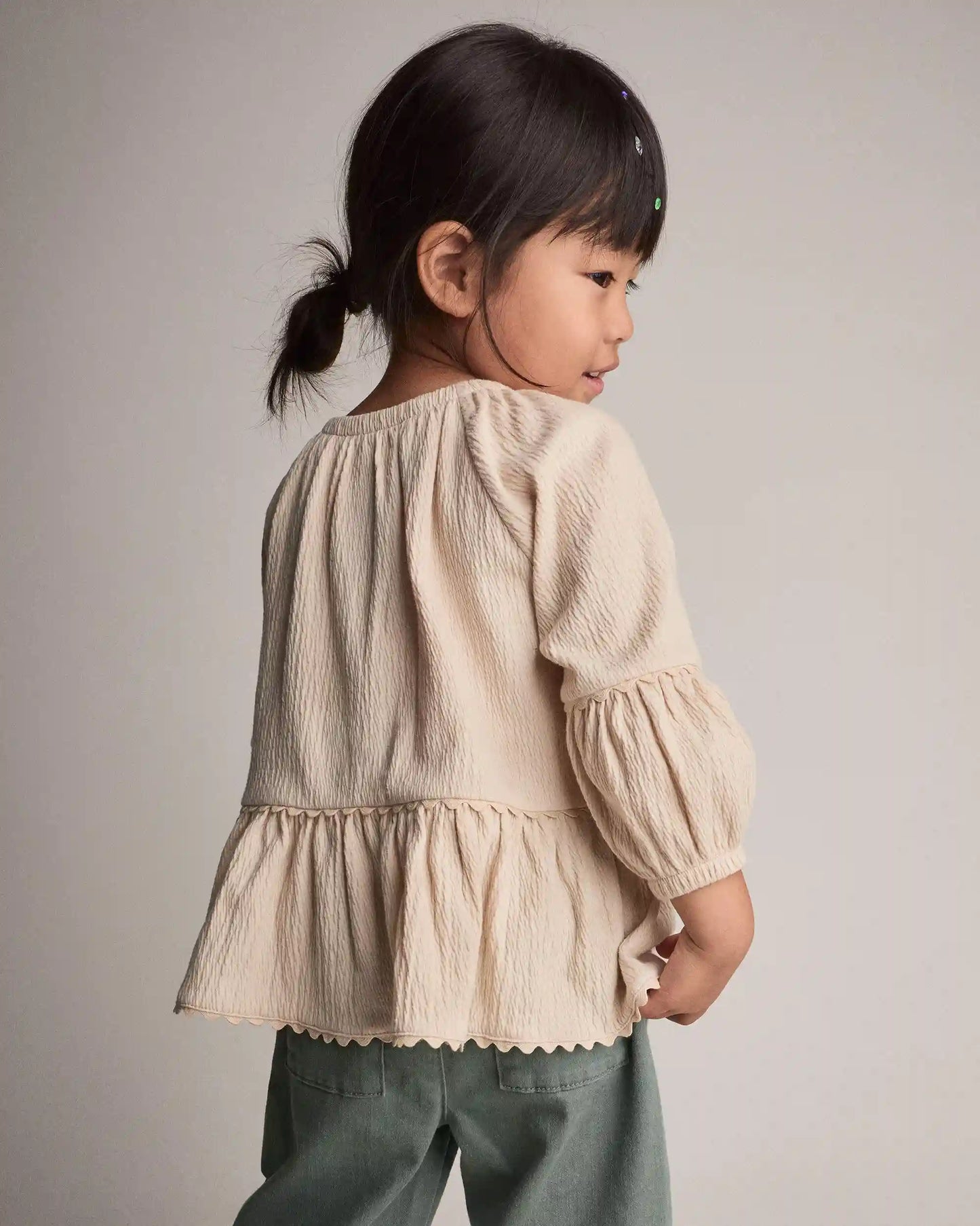 Toddler Girl Ruffle Top - Khaki