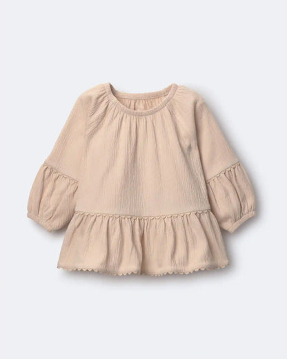 Toddler Girl Ruffle Top - Khaki