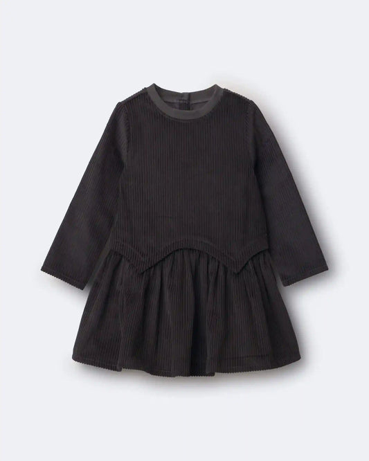Toddler Girl Long-Sleeve Drop-Waist Dress - Dark Grey