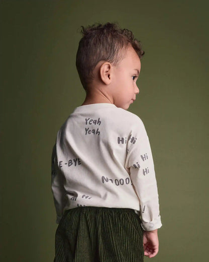 Toddler 'Hi Bye' Long-Sleeve Relaxed Graphic Tee - Cream