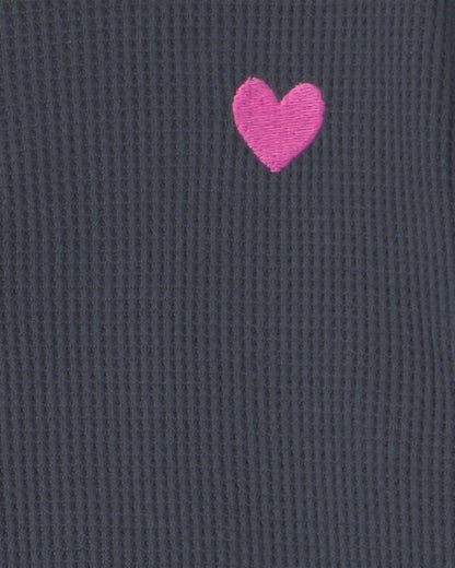 Toddler Girl Heart Thermal Long-Sleeve Top - Navy Blue