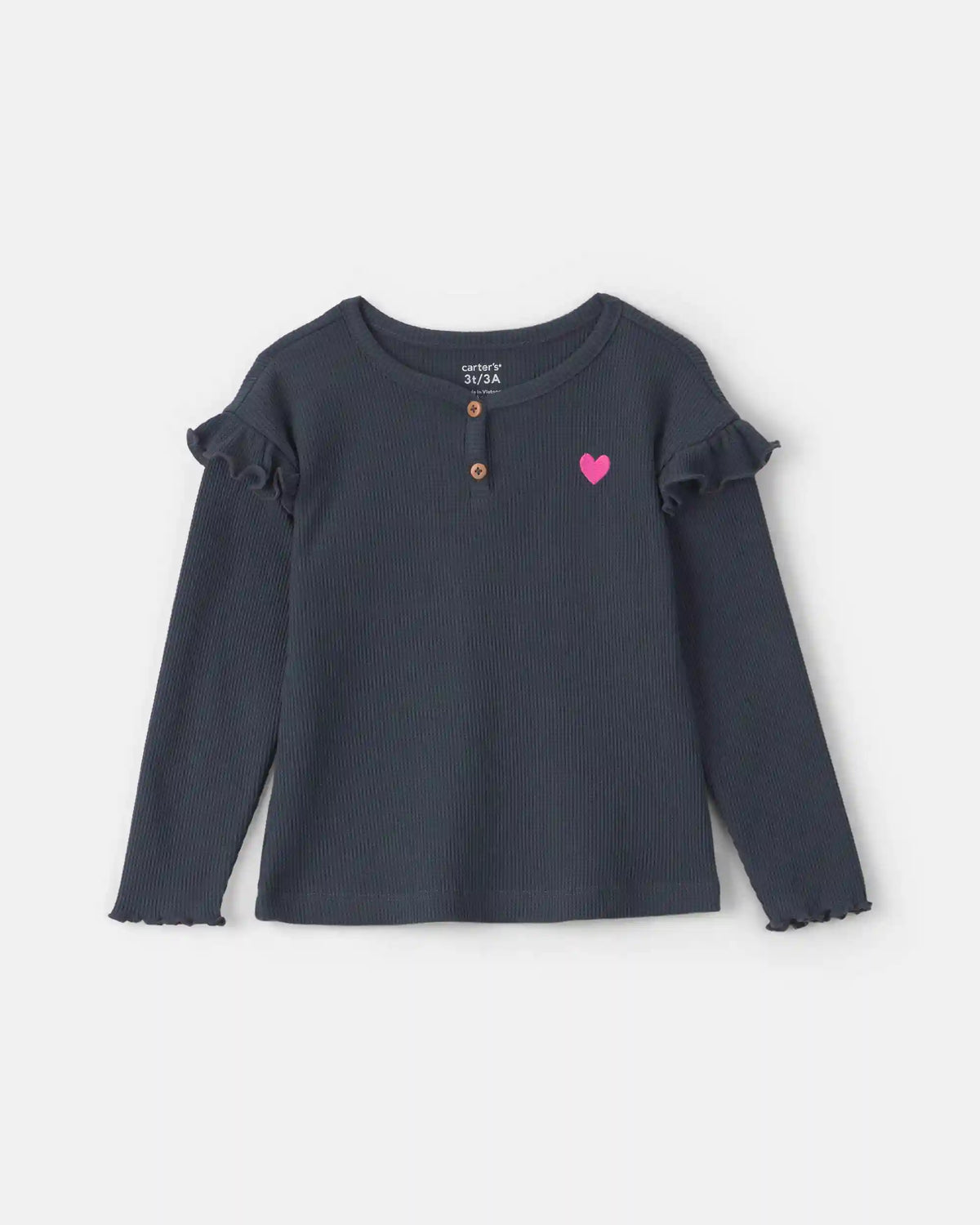 Toddler Girl Heart Thermal Long-Sleeve Top - Navy Blue