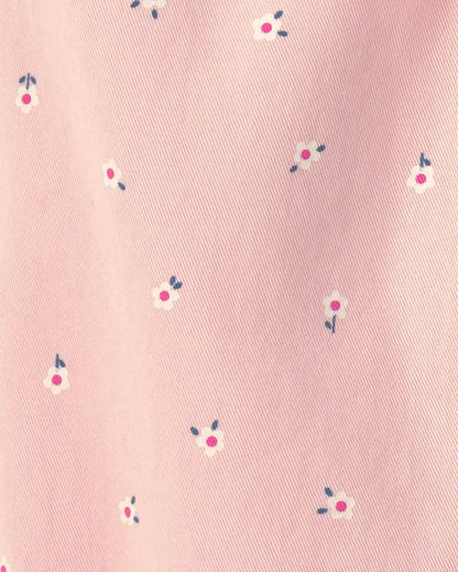 Toddler Girl Floral Twill Pull-On Pants - Pink