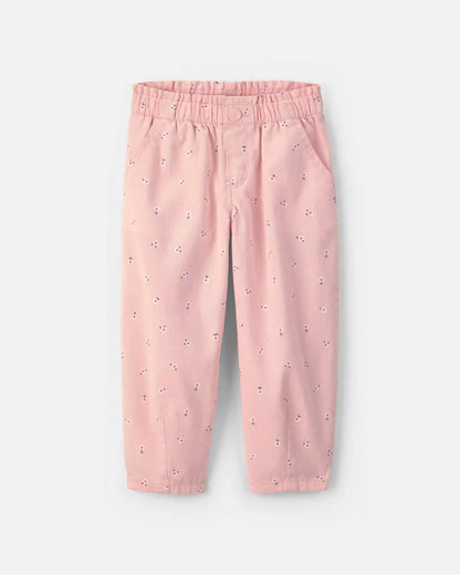 Toddler Girl Floral Twill Pull-On Pants - Pink