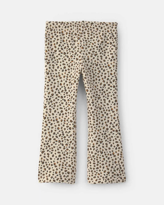 Toddler Girl Leopard Fleece Pull-On Stretch Leggings - Brown